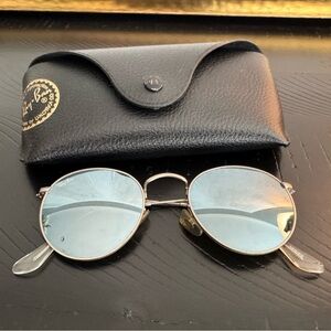 Ray-Ban Silver Frame Sunglasses with Blue Lenses